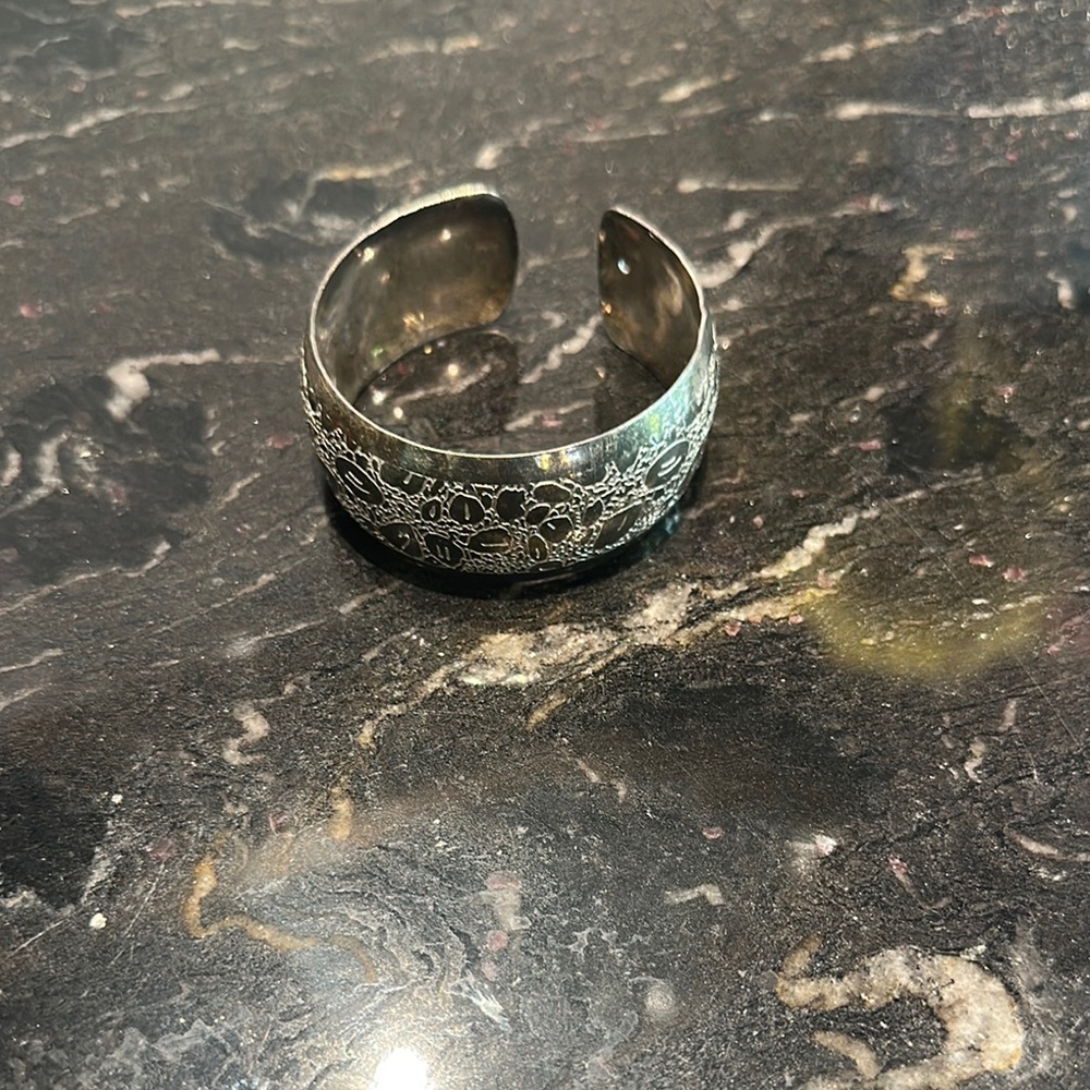 Engraved Silver-Tone Cuff Bracelet